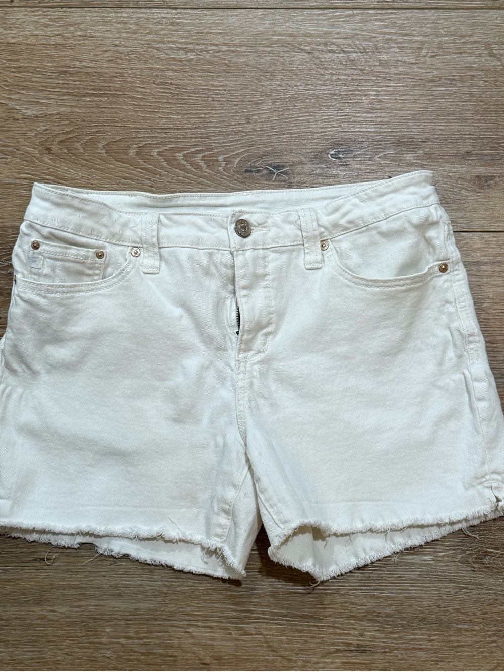 White Frayed Hem Womens Denim Shorts